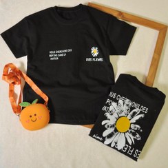 تصویر تیشرت دخترانه لش بابونه مشکی کد 5511 