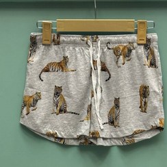 تصویر شورتک نخ پنبه طوسی طرح ببر 