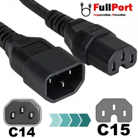 تصویر کابل برق بک تو بک C14-C15 گیگافلکس با طول 1.5 متر GIGA FLEX 3Cx1MM C14-C15 Power Cable 1.5M