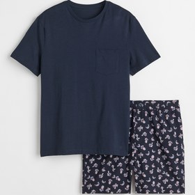 تصویر خرید اینترنتی ست لباس راحتی مردانه سرمه‌ای اچ اند ام 0604988016 ا Tişört ve Şort Pijama Takımı Tişört ve Şort Pijama Takımı