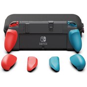 تصویر باندل گریپ و کیف حمل Skull and Co برای Nintendo Switch Oled قرمز و آبی 