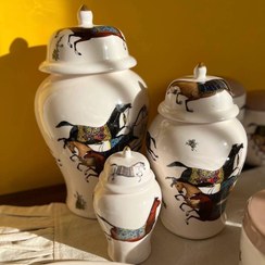 تصویر جینجر جار طرح هرمس سرامیکی رنگی 