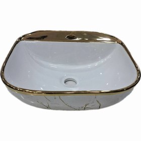 تصویر رویه کابینتی مربع اروشا 40سفید طلایی 