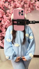 تصویر بافت فانتزی جلو بسته یقه گرد ابری 