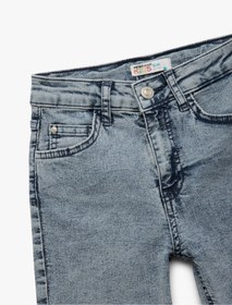 تصویر خرید اینترنتی شلوارک جین بچه گانه پسرانه آبی کوتون 5SKB40008TD Düğmeli Cep Detaylı Pamuklu Denim Şort