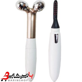 تصویر فر کننده مژه و ماساژور صورت 2 کاره مدل eyelash curler 