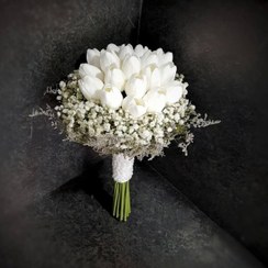 تصویر دسته گل لاله لمسی و عروس طبیعی 