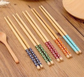 تصویر چاپستیک چوبی طرح گل chopstick