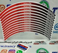 تصویر برچسب دور رینگ انواع موتور سیکلت هندا کلیک قرمز مشکی (دست) 