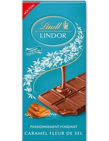 تصویر شکلات تخته ای کاراملی لینت لیندور 150 گرمی Lindt Lindor Milk Caramel Fleur de Sel Tablet 