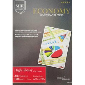 تصویر کاغذ های گلاسه میر سایز A3 وزن 115 گرم 100 برگ Mir A3 High Glossy DL Paper 115gr 100sh