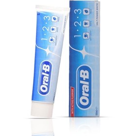 تصویر خمیردندان اورال بی مدل 1.2.3 set power white حجم 100 میل Oral B toothpaste model 1.2.3 set power white volume 100 ml