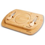 تصویر ست تخته گوشت دوتایی با ابزار Karaca Lily Bamboo Karaca Lily Bamboo 2'li Pro Kesme Ve Sunum Tahtası