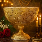 تصویر میوه خوری کریستال طلاکوب طرح ژاکلین رنگ کرم سایز بزرگ کد485 petter crystal