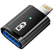 تصویر تبدیل او تی جی آیفون تیتانیومی چراغدار و سرکلیدی دار مدل PM-Luxury 