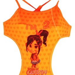 تصویر مایو پشت بند دار دخترانه طرح کارتونی نارنجی 