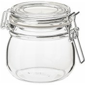 تصویر بانکه شیشه ای درب دار نیم لیتری ایکیا مدل KORKEN IKEA KORKEN Jar with lid clear glass 0.5 l