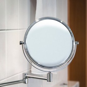 تصویر آینه سرویس بهداشتی مدل بازویی و ذربینی - بدون چراغ / استیل bathroom mirror with arm model