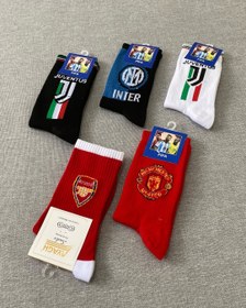 تصویر جوراب نیم ساق طرح فوتبالی - یوونتوس سفید 