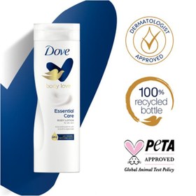 تصویر لوسیون بدن مراقبت اساسی بادی لاو برای پوست خشک ۲۵۰ میلی‌لیتر برند dove Body Love Essential Care Body Lotion For Dry Dkin 250ml