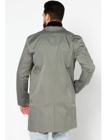 تصویر کت شلواری مردانه، رنگ زیتونی برند selected Men Solid Trench Coat Jackets, Olive