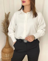 تصویر شومیز سفید مازراتی یراق دار سایز ۲ 