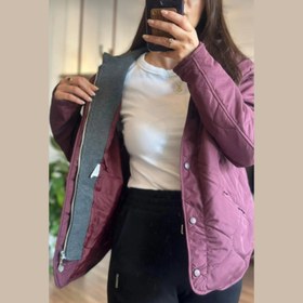 تصویر کاپشن پافر زنانه دو تکه کلاه‌دار ترک زرشکی 