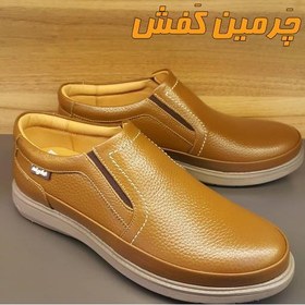 تصویر کفش تمام چرم مردانه و طبی نایت تبریز مدل فرانسی بدون بند کد 17947 Night men's leather sport shoes