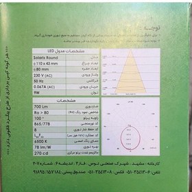 تصویر پنل هالوژن 9 وات پارس شعاع توس سرامیکی سفید و آفتابی 18 ماه گارانتی 