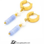 تصویر گوشواره سنگ آکوامارین و مروارید 