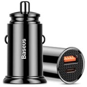 تصویر شارژر فندکی 30 وات دو پورت باسئوس مدل Baseus Square Metal PPS A+C Car Charger 