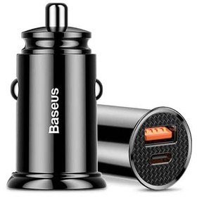 تصویر شارژر فندکی 30 وات دو پورت باسئوس مدل Baseus Square Metal PPS A+C Car Charger 