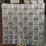 تصویر دیوارپوش فومی کد مربع مشبک نقره ای پشت چسبدار
