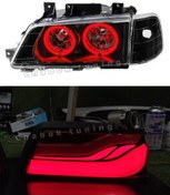 تصویر ست چراغ اسپرت 405 جلو دوکاسه گلس قرمز /خطرBMW برجسته قرمز 