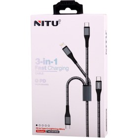 تصویر کابل 3 سر فست شارژ Nitu NC206G PD 1.2m ا Nitu NC206G PD 3 in 1 Fast Charging Cable Nitu NC206G PD 3 in 1 Fast Charging Cable