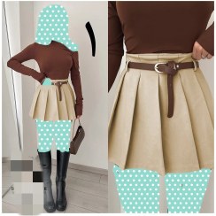 تصویر دامن پلیسه کرپ مازراتی فری سایز ۳۶ تا ۴۲ کد 61206 