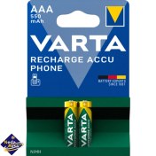 تصویر باتری نیم قلمی شارژی وارتا 550mAh بسته 2 عددی 