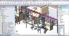 تصویر طراحی سه بعدی پایپینگ و تجهیزات کارخانه با SolidPlant Three-dimensional design of piping and plant equipment with SolidPlant