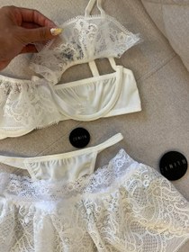 تصویر ست شورت و سوتین فانتزی زناه همراه دامن ۳ تیکه کد:Z221 Women's lingerie