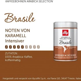 تصویر دانه قهوه ILLY قوطی 250 گرم مدل BRASILE illy Espressobohnen Arabica Selection Brasilien 250g