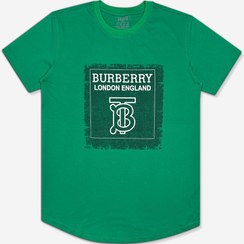 تصویر تیشرت نخی یقه گرد طرح Burberry سبز 122062-59 