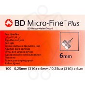 تصویر سرسوزن - BD Micro-Fine Plus - سایز 6 میلی‌متر گیج 31 - بسته 100 عددی 