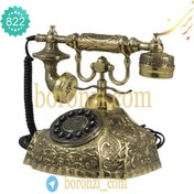 تصویر تلفن رومیزی برنزی مدل کلاسیک گرد Classic round bronze desk phone