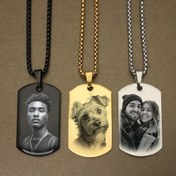 تصویر گردنبند استیل ۵۵ سانتی‌متر با حک عکس دلخواه 