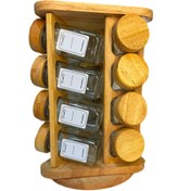 تصویر جا ادویه چرخشی چوبی مثلثی ۱۲ عددی رابروود 