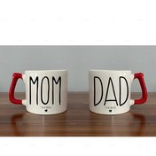 تصویر ماگ مامان پدر بهترین جفت چاپ شده از 2 لیوان لوکس Öz Kupa 
