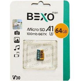 تصویر کارت حافظه micro sdxc بکسو مدل 667x کلاس 10 استانداردUHS-IU1 سرعت 100mb ظرفیت 64 گیگابایت 