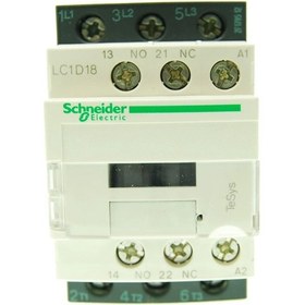 تصویر کنتاکتور اشنایدر الکتریک آمپر 18A مدل LC1D18M7 Contactor, TeSys Deca, 3P(3NO), AC-3/AC-3e, <=440V, 18A, 220V AC 50/60Hz coil, screw clamp terminals