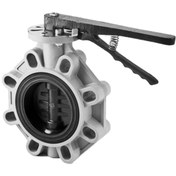 تصویر شیر پروانه‌ای پلیمری ۴ اینچ با دسته فلزی 