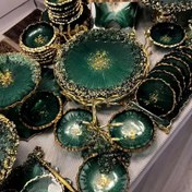 تصویر سرویس پذیرایی رزینی ۱۲ نفره سبز زمردی 